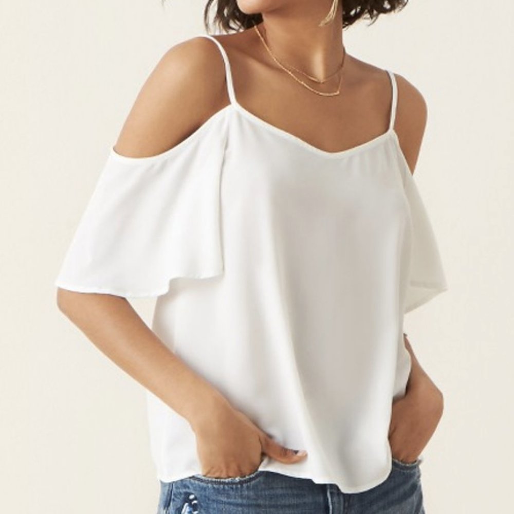 B.P. Cold Shoulder Top with Criss Cross Back - XS, Ivory